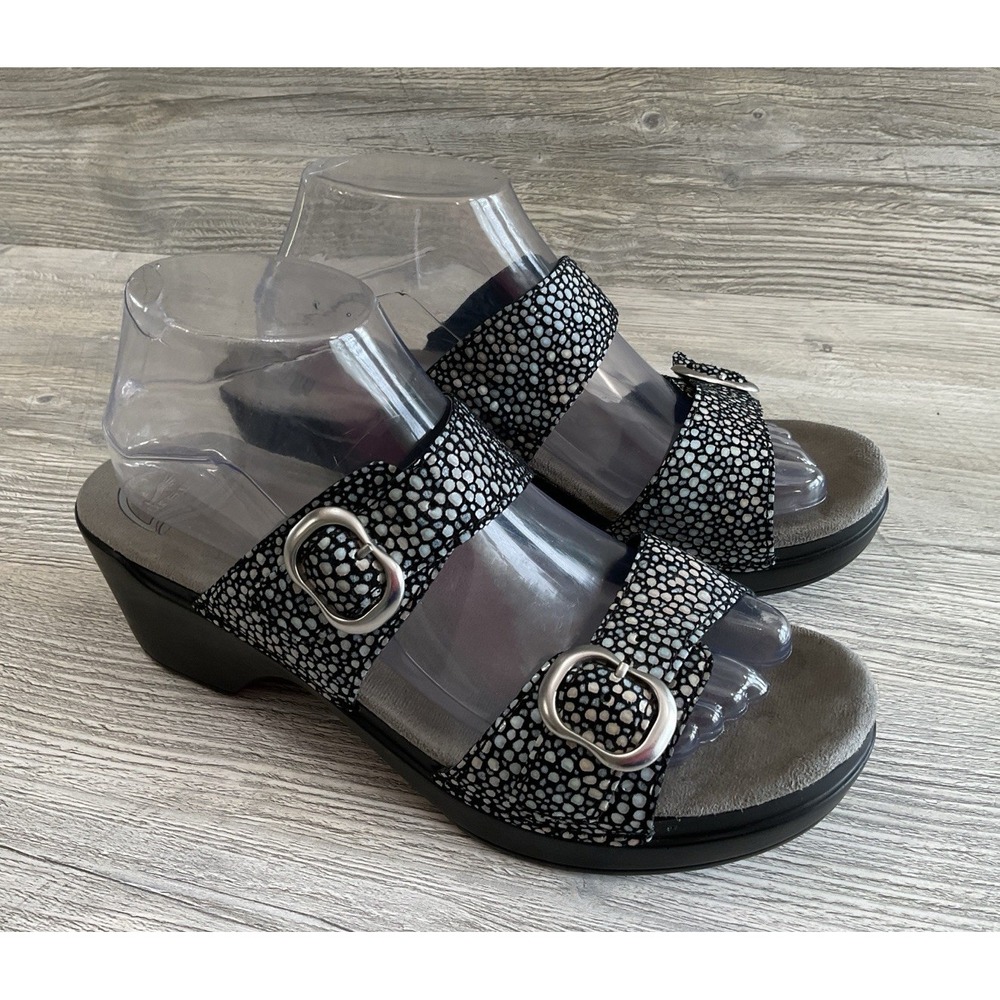 Dansko Women's Sophie Black Silver Mosaic Design Wedge Sandals EU 40 / 9.5 - 10